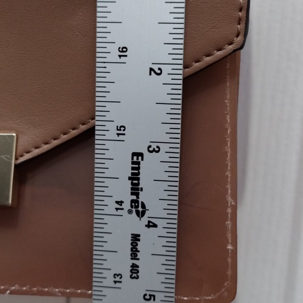 ALDO Mini Top Handle Crossbody Bag Brown Faux Leather Gold Hardware Small Purse - Picture 6 of 7
